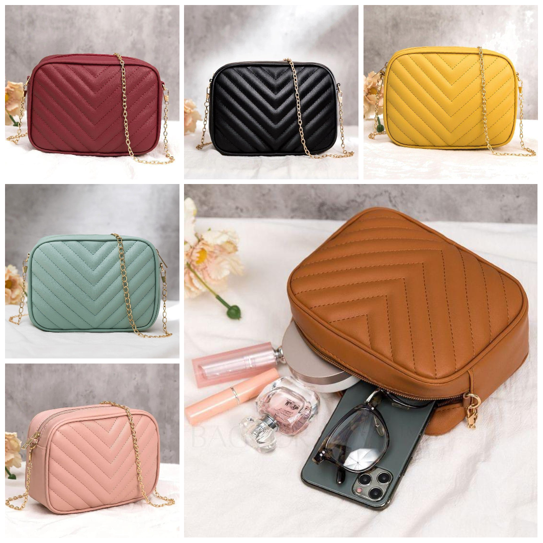 Horizontal Square Shaped Shoulder Bag | Pu Leather Bag for girls &amp; Women ValueKartPk