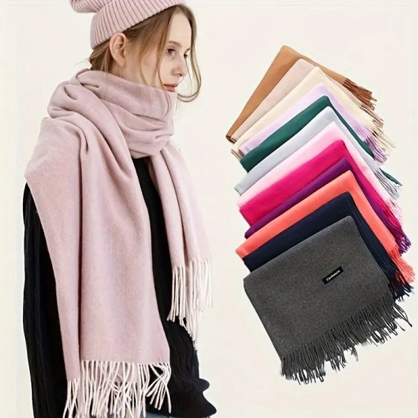 Plain Pashmina Shawl Soft Women Scarf Lady Shawl Autumn Winter Female Hijab ValueKartPk