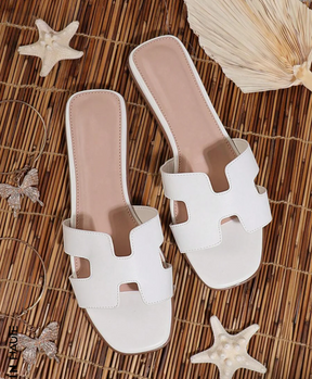 H-style flat Sandal for girls Womens - White ValueKartPk