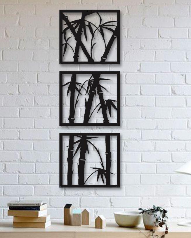 Wall Art Bamboo Tree 3 Frame Wooden Home Decor D30 ValueKartPk