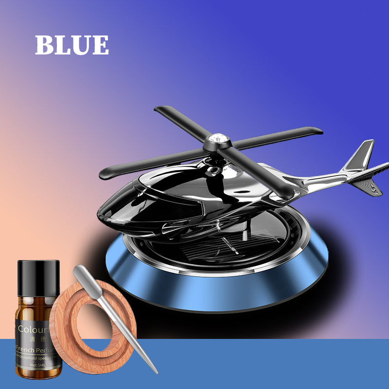 BLUE Color Car Aroma Diffuser Air Freshener Solar Power Car Dashboard Helicopter With Refill Perfume ValueKartPk