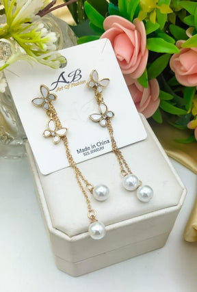 Unique Design Elegant Delicate Pearl Butterfly Tassel Earrings Women Jewelry Wedding Party Fine Gifts ValueKartPk