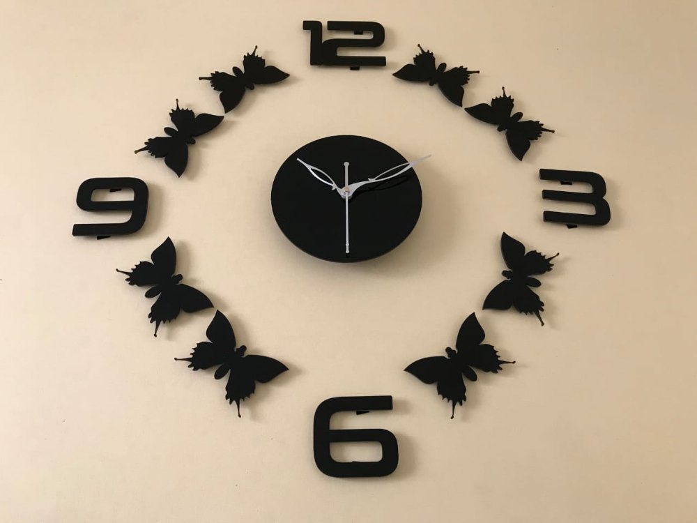 3D Wooden Butterfly Wall Clock ValueKartPk