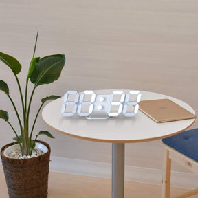 White 3d Led Digital Clock, Desk Alarm Clock | Home Decoration Wall Clock For Bedroom Office Living Room ValueKartPk