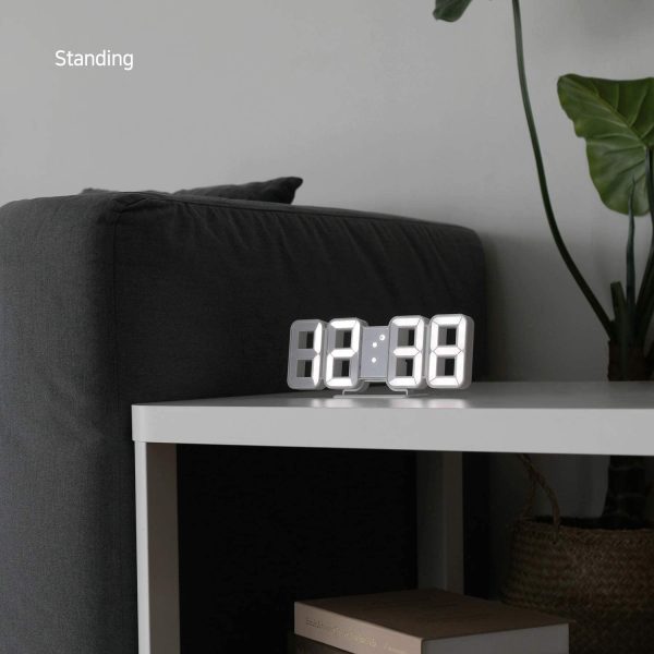 White 3d Led Digital Clock, Desk Alarm Clock | Home Decoration Wall Clock For Bedroom Office Living Room ValueKartPk