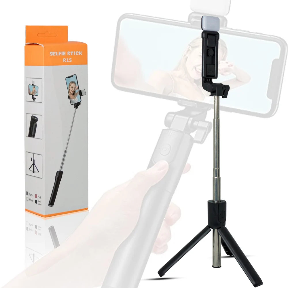 R1S Selfie Stick with Tripod | Bluetooth Foldable Selfie Rod  for Phone Action Camera Iphone ﻿ ValueKartPk